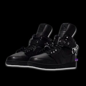 Comme Des Garçons x Nike Air Black Leather Jordan 1 High Sneakers
